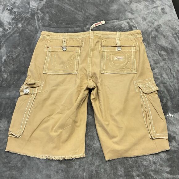 True Religion Cargo Shorts Men’s 42 Beige Baggy Street Wear Earth World Tour Y2K - Picture 5 of 10